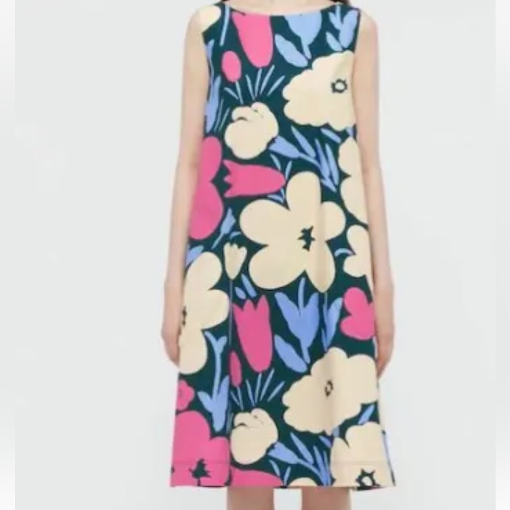 Marimekko Uniqlo summer dress geo flower floral size large pockets